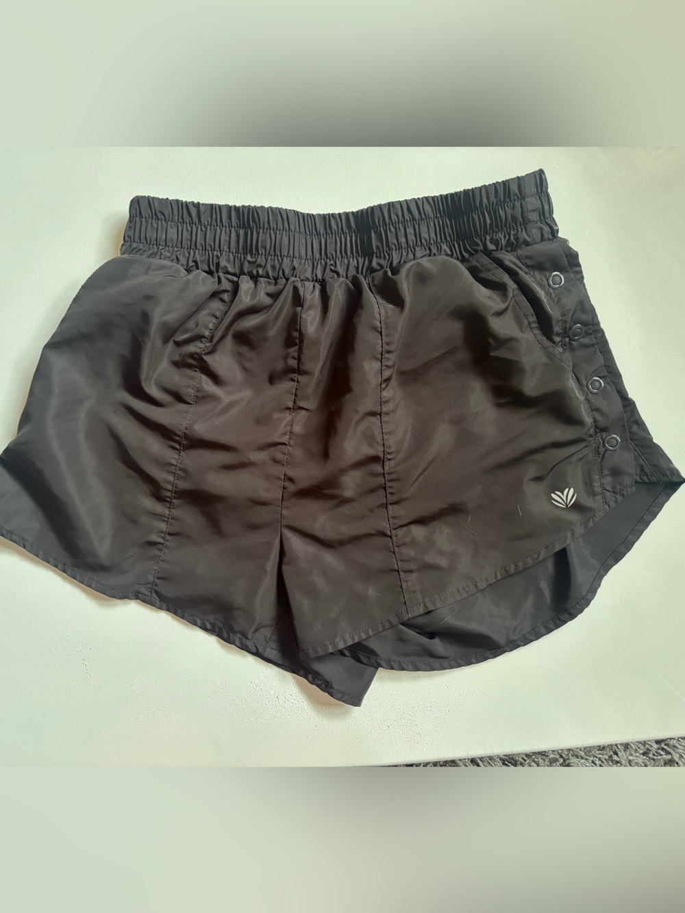 Forever 21 Side Snap Black Athletic Shorts- Large
